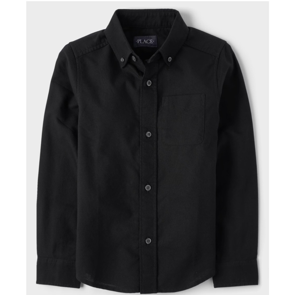 NWT Children’s Place Boys XL (14) Black Button Down Shirt